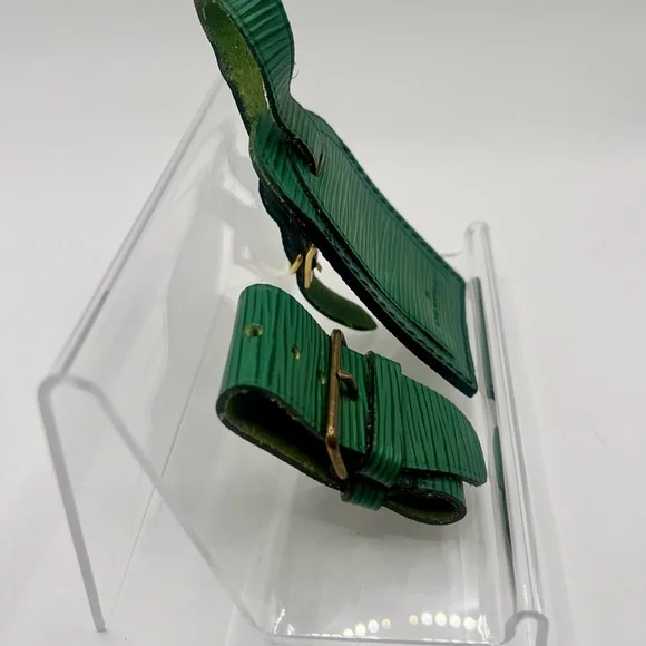 LOUIS VUITTON Vintage Epi Emerald Green Textured Luggage Tag & Poignet - Picture 2 of 6